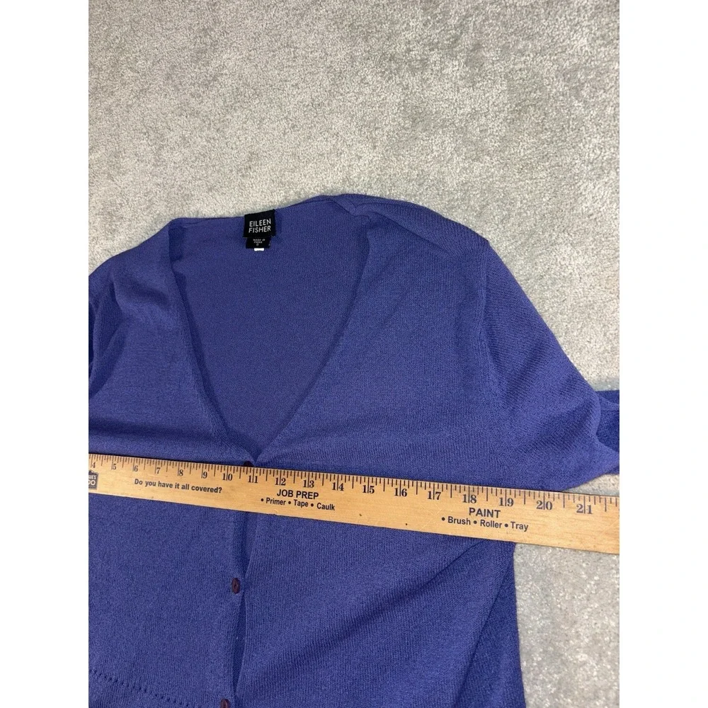 eileen fisher thin knit cardigan‎ blue nylon rayon Small Loose Fit Minimalist - Picture 5 of 8